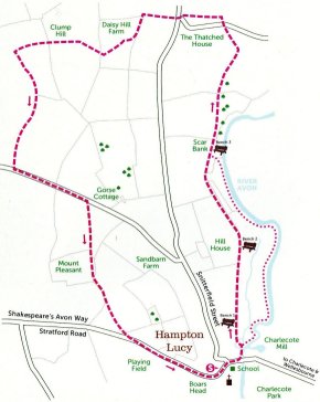 Walk 1 Map: Hampton Lucy Scar Bank