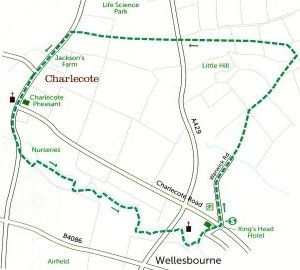 Walk 2 Map: Wellesbourne Middle Hill Charlecote