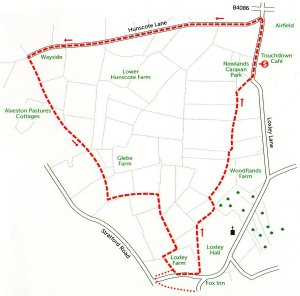 Walk 6 Map: Touchdown to Hunscote Lane and Loxley