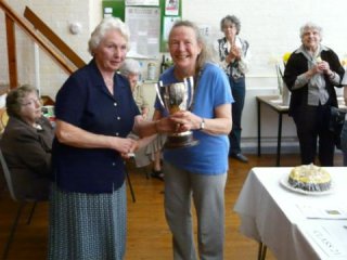 Wendy Bryan presents Cookery Cup to Sheila McDougald